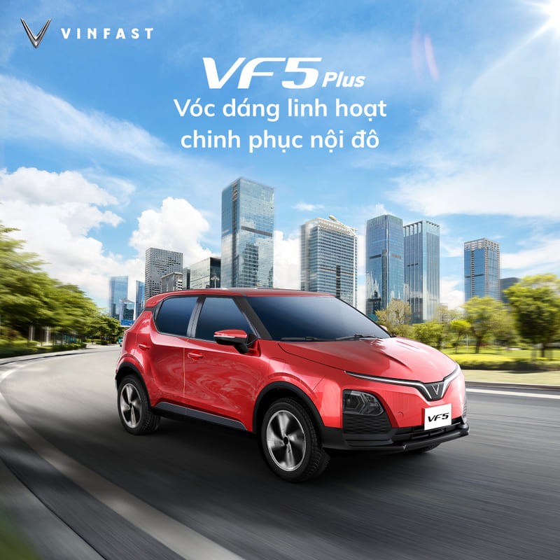 VinFast VF 5 Plus, mẫu xe ô tô điện VinFast hạng A nhỏ gọn, tối ưu cho di chuyển đô thị