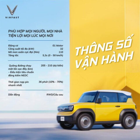 Chi tiết thông số kỹ thuật VinFast VF3 tại đại lý xe ô tô VinFast