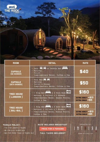 Bảng giá phòng tại khu nghỉ dưỡng The Rock Lodge ở Nahin, Lào