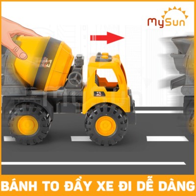 Cận cảnh xe bồn trộn bê tông đồ chơi, mô phỏng chân thực xe múc cẩu ô tô thực tế
