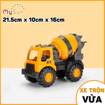 Xe máy trộn bê tông đồ chơi, mô hình thu nhỏ của xe múc cẩu ô tô xây dựng