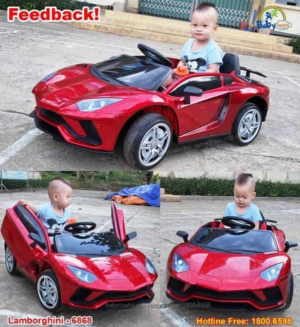Chế độ lái xe ô tô điện Lamborghini cho trẻ em, bé tự lái