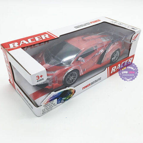 Thiết kế đuôi xe đồ chơi Ferrari màu đỏ nổi bật với đèn LED và pin