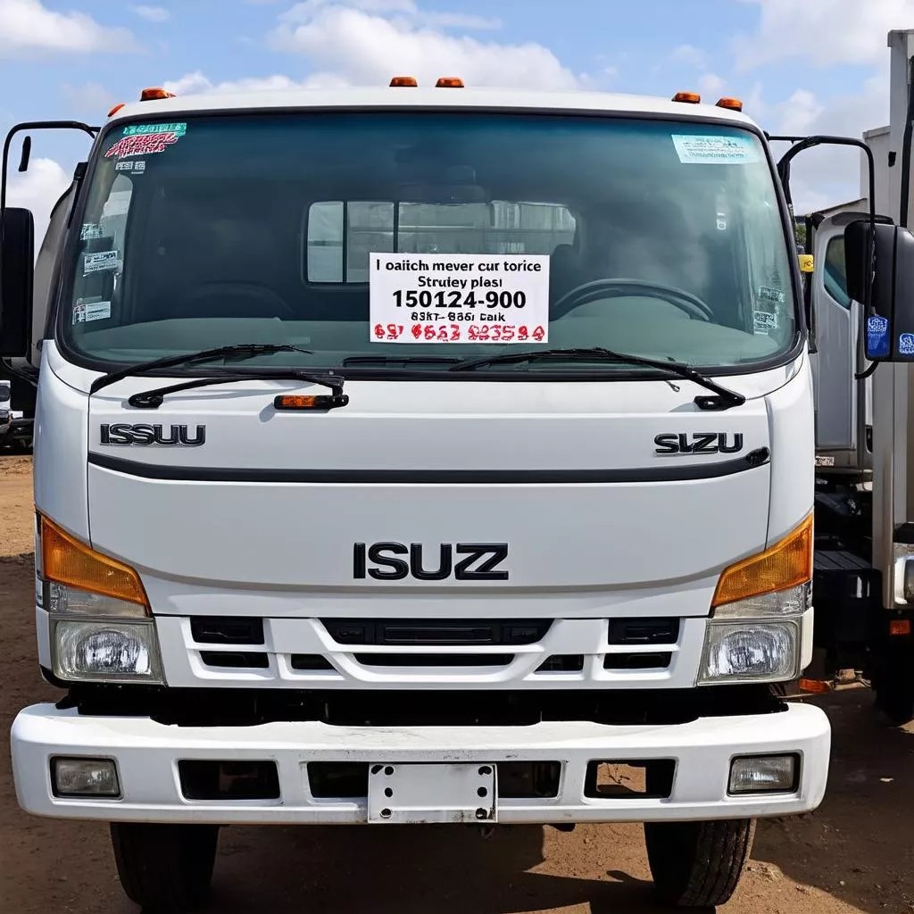 Xe tải Isuzu có dán số điện thoại