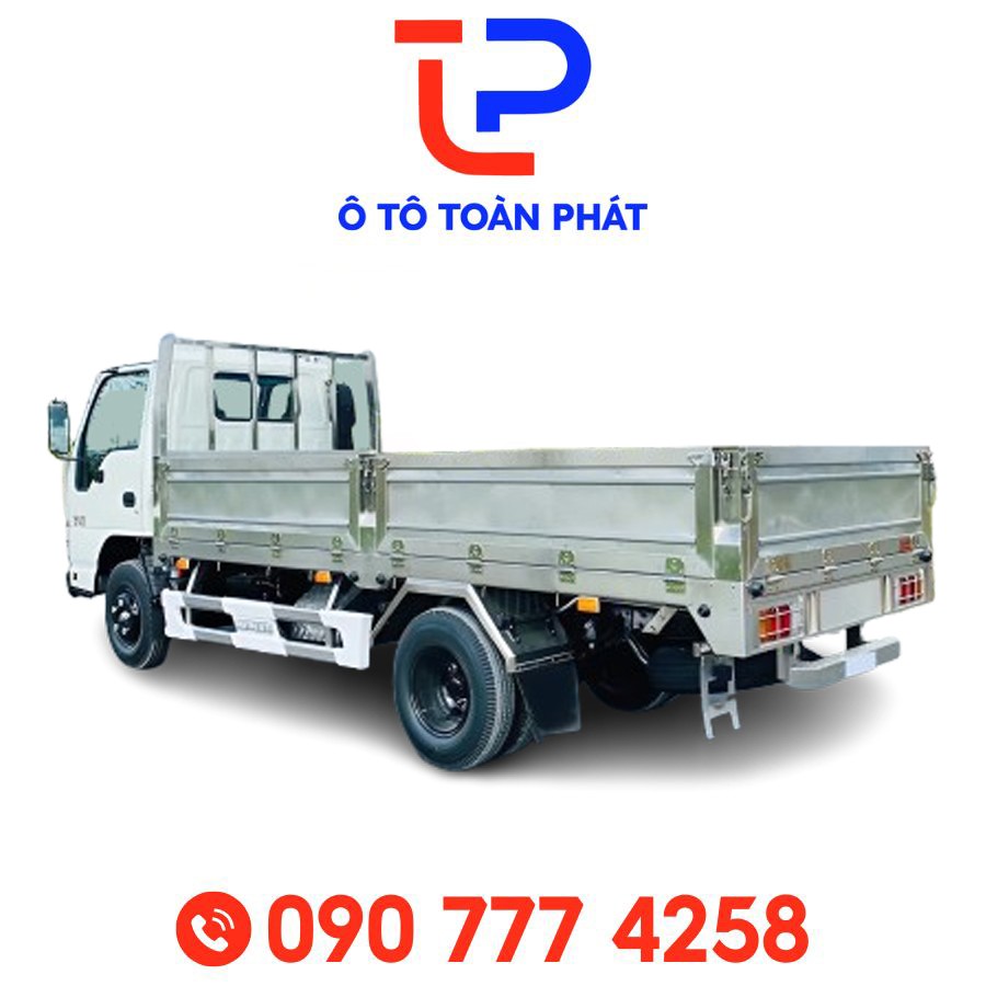 Phiên bản xe ô tô tải Isuzu 2 tấn QKR 210 thùng lửng sử dụng vật liệu inox chống gỉ.
