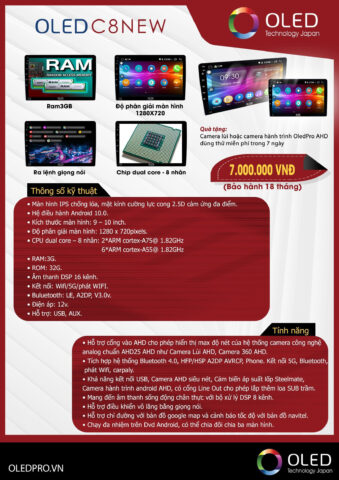 Màn hình DVD Android Oled C8 New