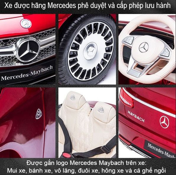 Chi tiết nội thất cánh cửa xe ô tô Mercedes Maybach S650 điện trẻ em màu đỏ