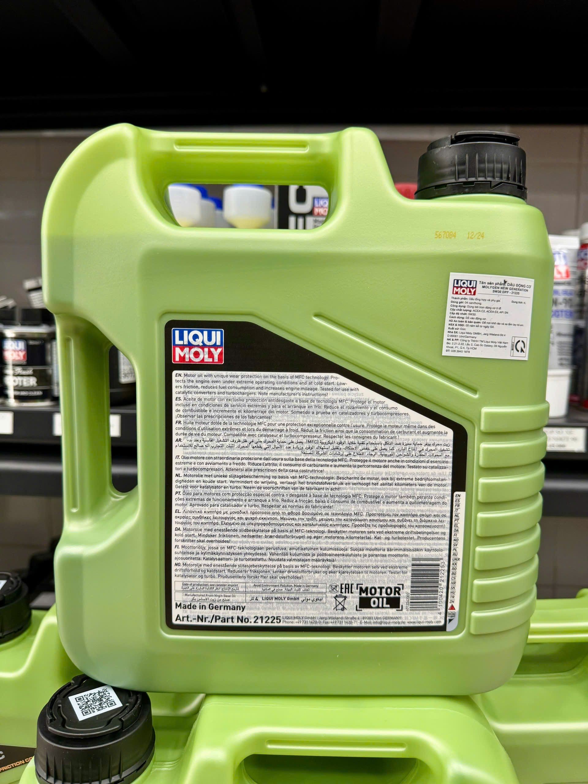 Chi tiết dầu nhớt Liqui Moly Molygen cho xe ô tô máy dầu
