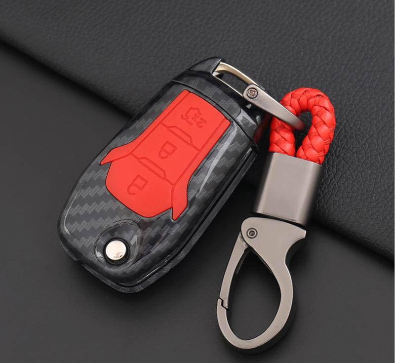 Bọc chìa khoá xe ô tô carbon 3 nút cao cấp, màu đỏ