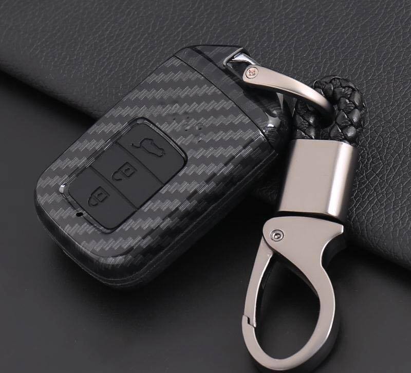Bọc chìa khoá xe ô tô carbon 3 nút hình vuông, màu đen