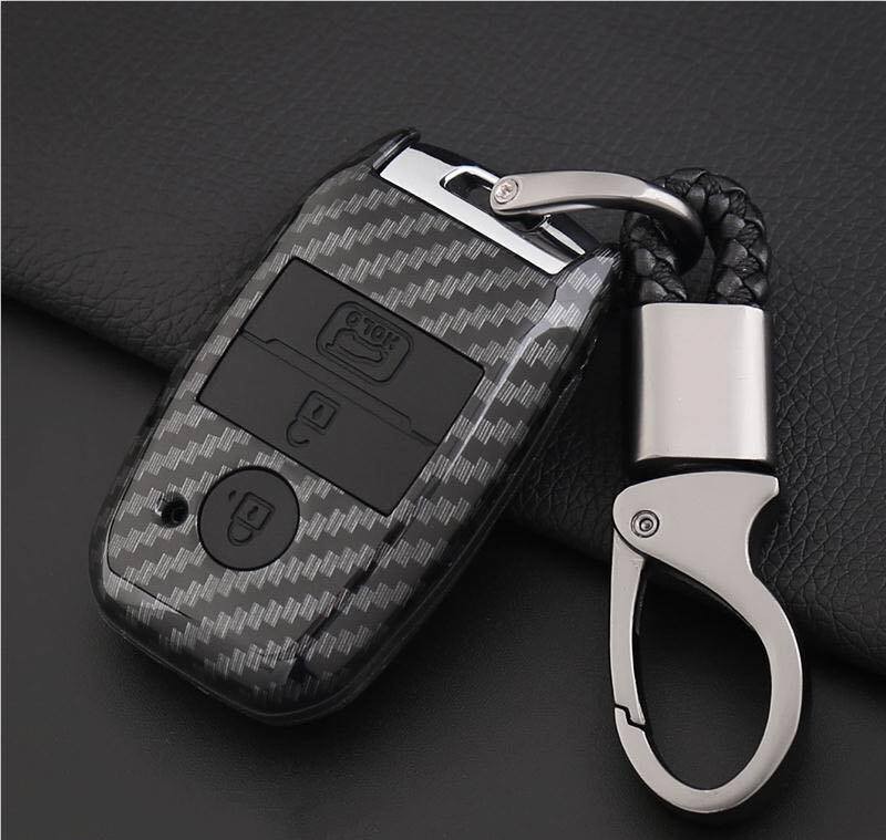 Bọc chìa khoá xe ô tô carbon 2 nút cao cấp, màu đen