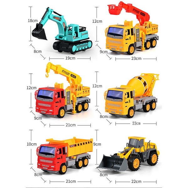 Bộ 6 xe ô tô công trình đồ chơi kích thước lớn cho bé