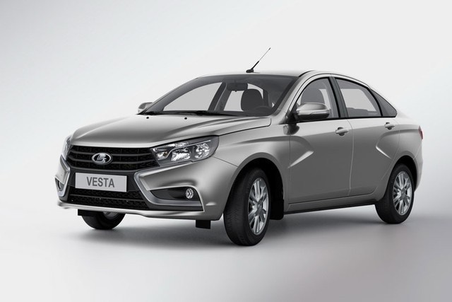 Bánh lái và đồng hồ hiển thị trên xe ô tô Lada Vesta, cho thấy sự bố trí thông minh và dễ đọc