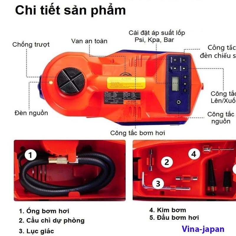 Bộ Kích Gầm Xe Kiêm Bơm Lốp Ô Tô Đa Năng
