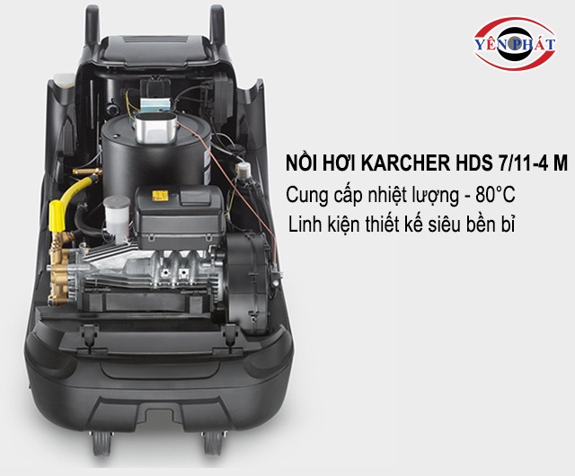 Hệ thống nồi hơi trên bơm áp lực rửa xe ô tô Karcher HDS 7/11-4 M cho khả năng rửa nước nóng