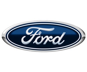 Logo xe Ford với tên thương hiệu màu xanh được đặt trong hình elip, biểu tượng của sự bền vững và nhận diện toàn cầu