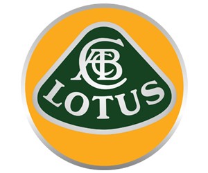 Logo Lotus với màu vàng và xanh lá, chứa chữ cái đầu của tên nhà sáng lập, biểu tượng cho sự nhẹ nhàng và tốc độ