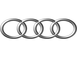 Logo Audi với bốn vòng tròn lồng vào nhau, biểu trưng cho sự đoàn kết của bốn công ty thành lập Auto Union