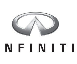 Logo xe Infiniti với hình đường cao tốc vô cực, biểu tượng cho sự tiến bộ không ngừng và sang trọng