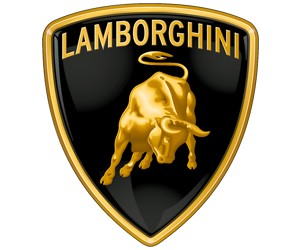 Logo Lamborghini với hình bò mộng dũng mãnh trên nền đen, biểu tượng của sức mạnh, tốc độ và tinh thần bất khuất