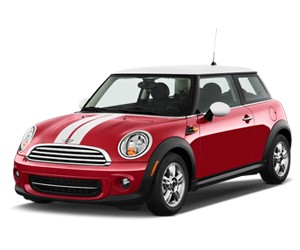 Mẫu xe Mini Cooper màu xanh, đại diện cho dòng xe nhỏ gọn được giới nhà giàu yêu thích