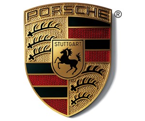 Logo Porsche với hình khiên, ngựa và biểu tượng bang Württemberg, thể hiện nguồn gốc và di sản thể thao