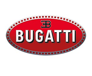 Logo xe Bugatti với ba hình oval và chấm đỏ, biểu tượng của siêu xe Pháp và sự độc quyền