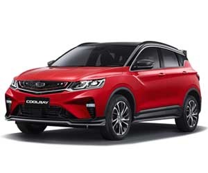 Mẫu xe Geely Binyue màu đỏ thể thao, đại diện cho thiết kế hiện đại và sự tiến bộ công nghệ của hãng