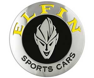 Logo xe Elfin với tên thương hiệu đơn giản, biểu tượng của hãng xe thể thao lâu đời Úc