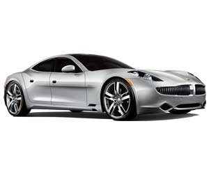 Mẫu xe Fisker Karma màu xanh, đại diện cho thiết kế độc đáo và công nghệ điện hybrid