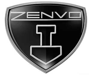 Logo xe Zenvo với tên thương hiệu trên tấm khiên đen, biểu tượng của siêu xe Đan Mạch