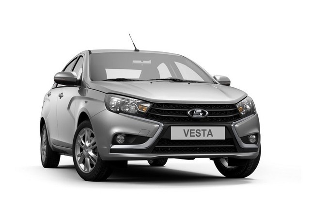 Hình ảnh cận cảnh đèn pha sắc sảo của xe ô tô Lada Vesta, làm nổi bật chi tiết thiết kế hiện đại