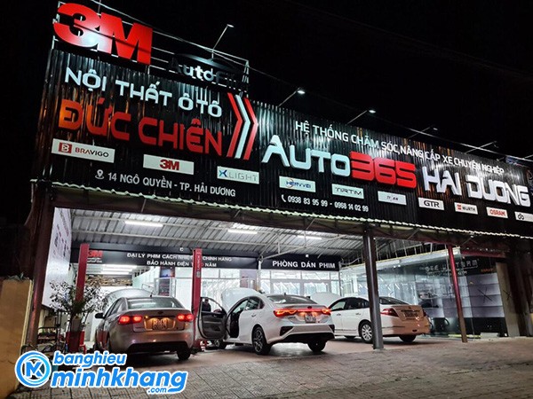Bảng hiệu gara ô tô đẹp Auto 365 với thiết kế hiện đại, thu hút ánh nhìn
