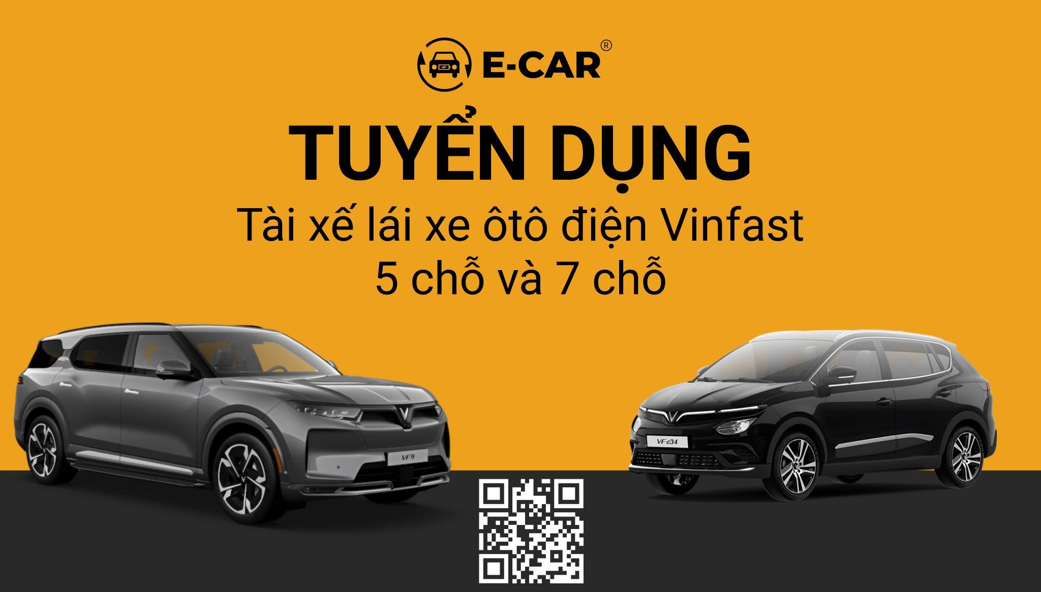Banner tuyển dụng tài xế lái xe ô tô điện VinFast tại Đà Nẵng