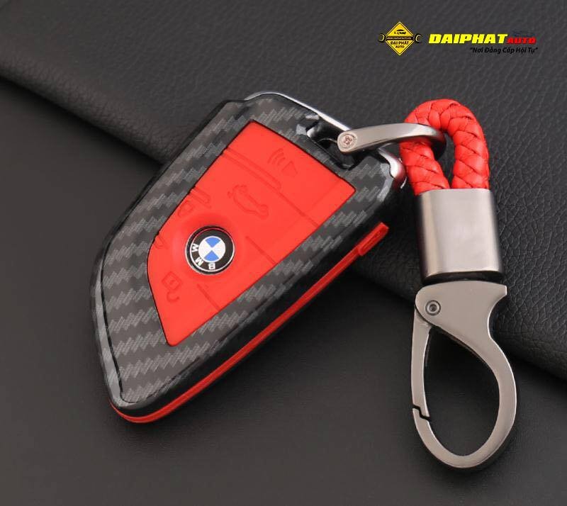 Bao da bọc chìa khoá xe ô tô BMW vân carbon, phong cách thể thao