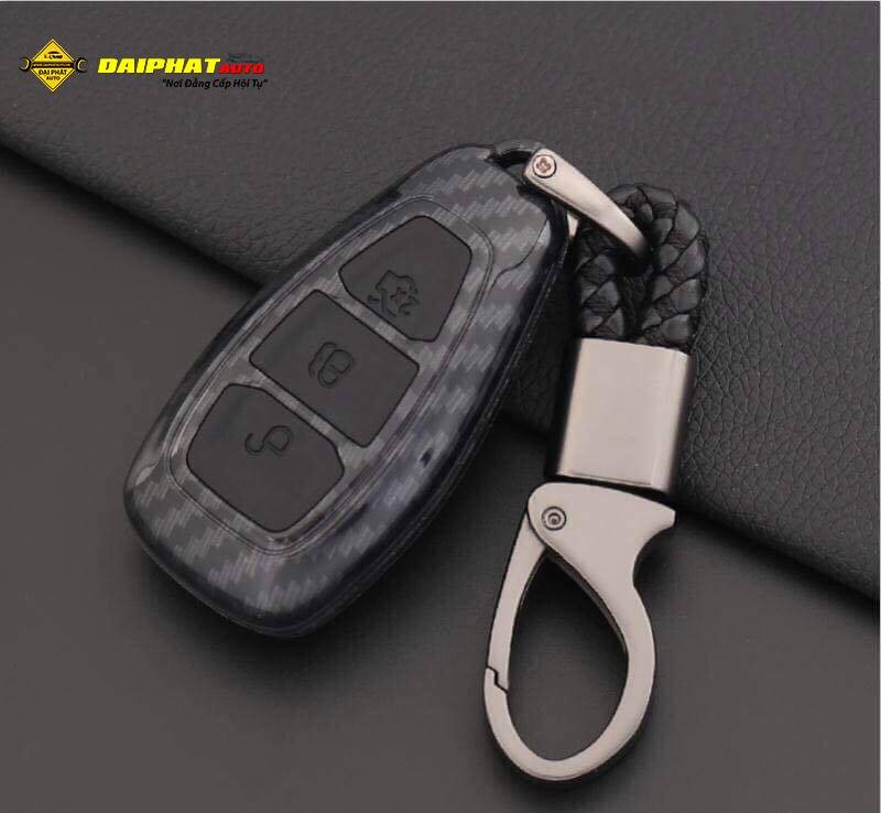 Bao da bọc chìa khoá xe ô tô Ford vân carbon, chống trầy hiệu quả