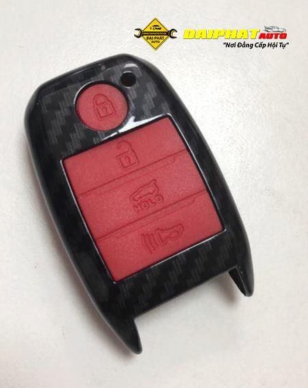 Bao da bọc chìa khoá xe ô tô Kia vân carbon, chống sốc tốt
