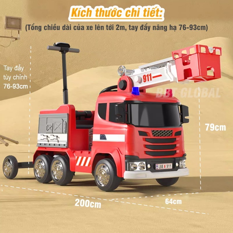 Ô tô điện cứu hỏa cần cẩu cho bé CỠ LỚN BBT-114