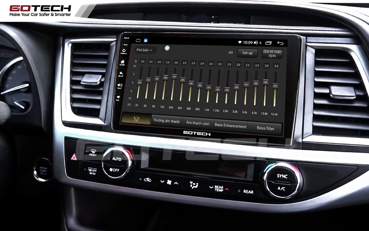 Bộ xử lý tín hiệu âm thanh DSP 32 kênh trên màn hình GOTECH cho xe Toyota Highlander 2015-2020