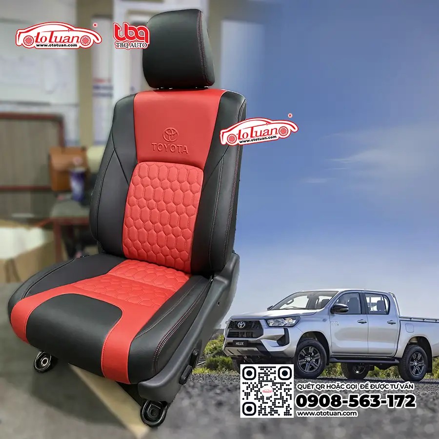 Bọc nệm ghế da và độ ghế chỉnh điện xe Toyota Hilux
