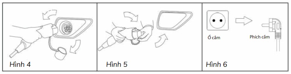 Thao tác tháo súng sạc sau khi điện xe ô tô tại nhà hoàn tất