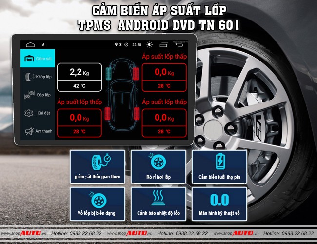 Cảm biến áp suất lốp tích hợp màn hình DVD, đảm bảo an toàn cho Honda CRV