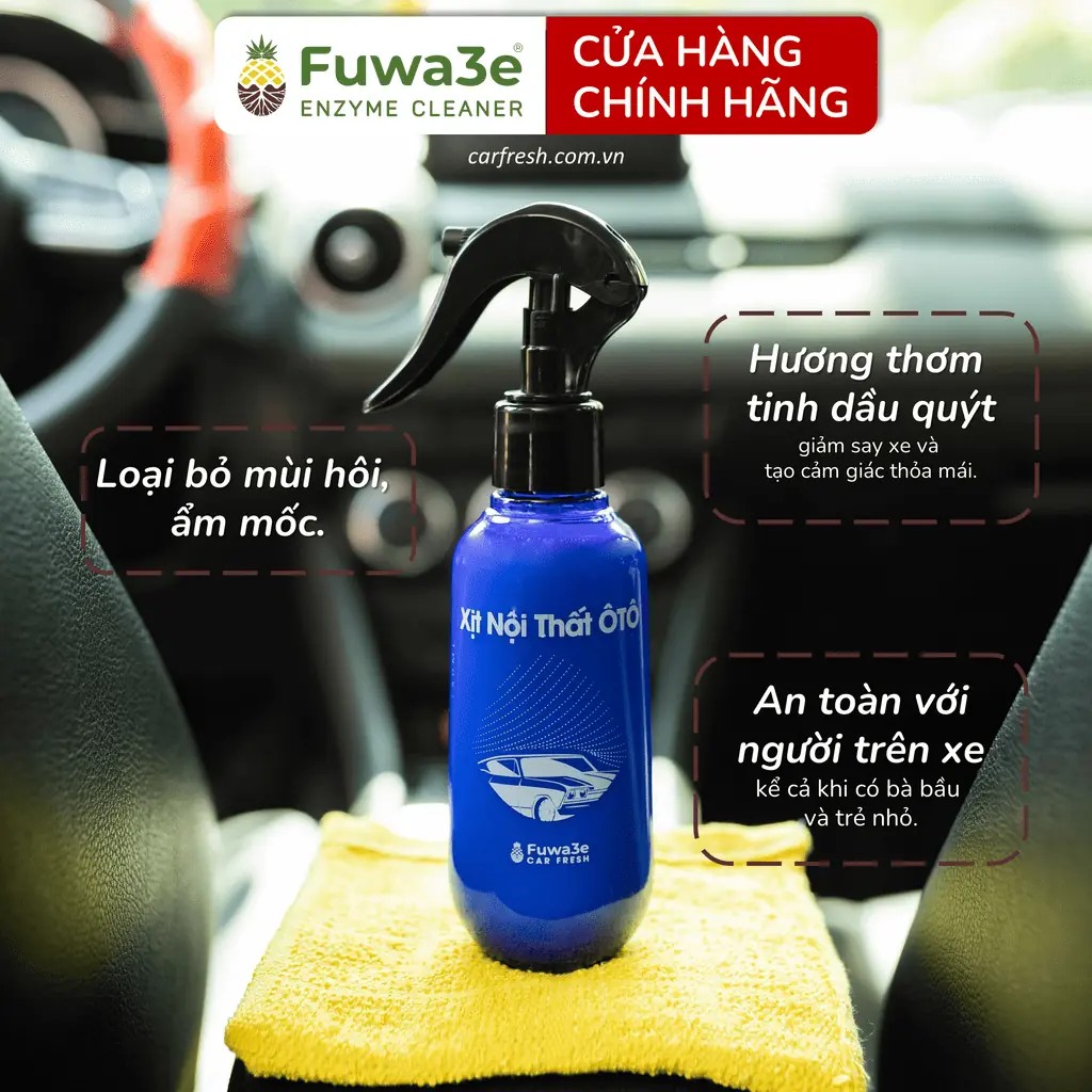 Bình xịt khử mùi xe ô tô từ enzyme dứa Fuwa3e, giải pháp tự nhiên an toàn