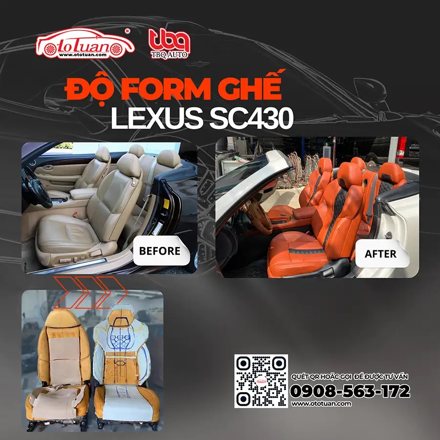 Độ form và bọc ghế da xe Lexus SC430