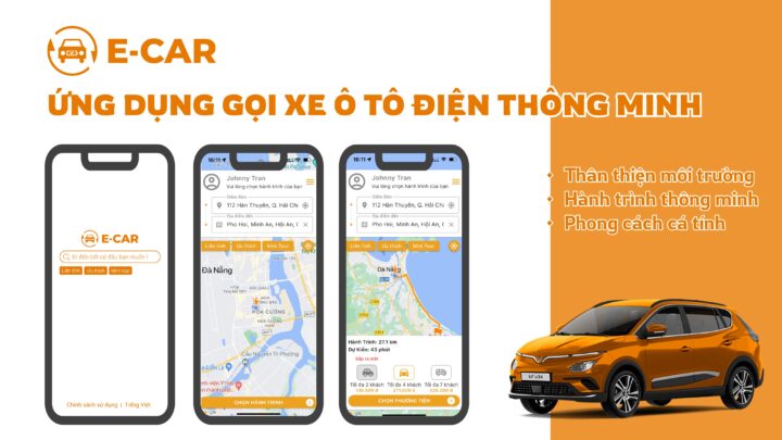 Ứng dụng gọi xe ô tô điện E-CAR thông minh tại Đà Nẵng