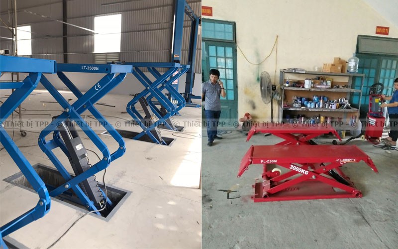 Hệ thống nâng xe ô tô cắt kéo (kiểu xếp) tích hợp cho các gara sửa chữa nhanh