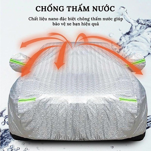 Chi tiết bạt phủ xe ô tô với bo chun và dây đai an toàn, giúp cố định bạt chống lật khi phủ bạt xe ô tô