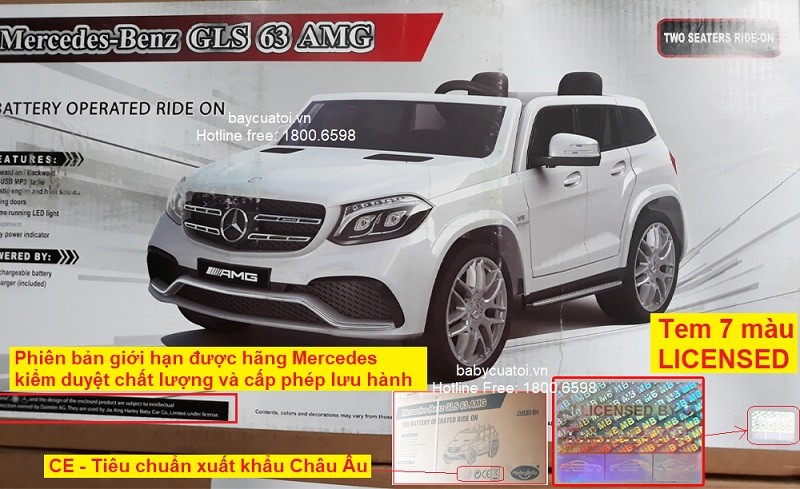 Vỏ hộp nguyên đai nguyên kiện của xe ô tô điện trẻ em Mercedes AMG chính hãng, khẳng định chất lượng.
