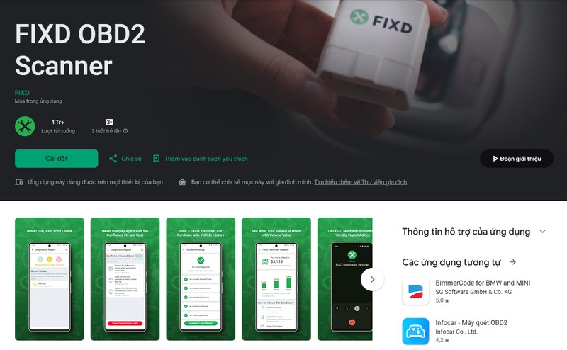 Giao diện đơn giản của ứng dụng FIXD OBD2, dịch mã lỗi thành ngôn ngữ dễ hiểu