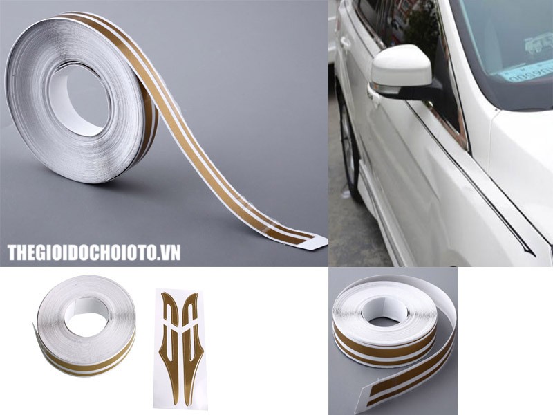 Dải chỉ trang trí decal màu vàng trên thân xe ô tô